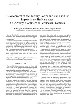 Development of the Tertiary Sector and Its Land-Use Impact in the Built-Up Area. Case-Study
