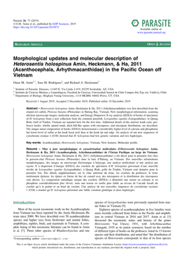 Acanthocephala, Arhythmacanthidae) in the Paciﬁc Ocean Off Vietnam