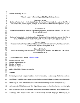 Version of January 28 2014 Volcanic Hazard Vulnerability on São Miguel