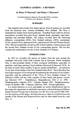 Kawerua Lichens - a Revision