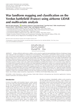 War Landform Mapping and Classification on the Verdun Battlefield (France) Using Airborne Lidar and Multivariate Analysis