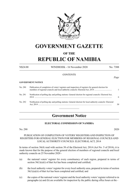 Government Gazette Republic of Namibia