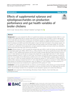 Effects of Supplemental Xylanase and Xylooligosaccharides on Production Performance and Gut Health Variables of Broiler Chickens Amit K