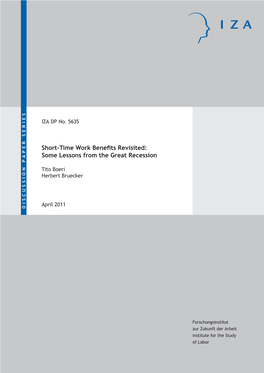 Short-Time Work Benefits Revisited: Some Lessons from the Great Recession