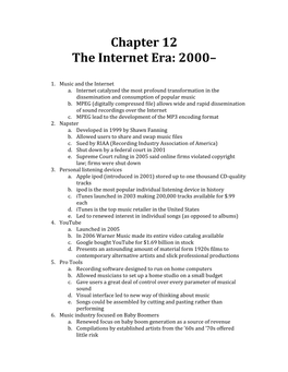 Chapter 12 the Internet Era: 2000–