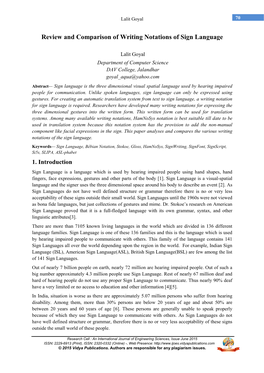 Review and Comparison of Writing Notations of Sign Language