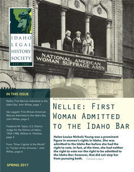 Nellie: First Woman Admitted to the Idaho