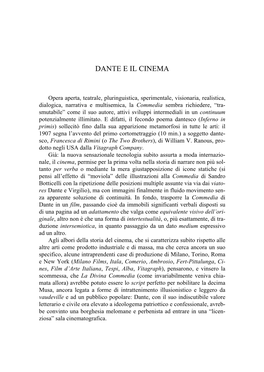 Dante E Il Cinema
