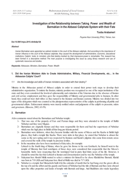 Investigation of the Relationship Between Taking Power and Wealth of Barmakian in the Abbassi Caliphate System with Their Fate