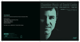 Chamber Music of David Conte SONATA for VIOLONCELLO & PIANO STRING QUARTET NO