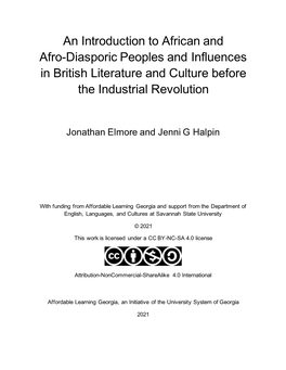 An Introduction to African and Afro-Diasporic Peoples and Influences in British Literature and Culture Before the Industrial Revolution