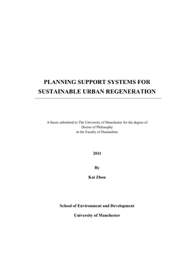Planning Support Systems for Sustainable Urban Regeneration