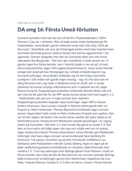 DA Omg 16: Första Umeå-Förlusten