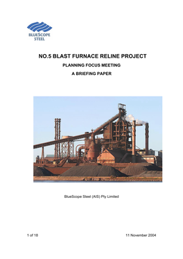 No.5 Blast Furnace Reline Project