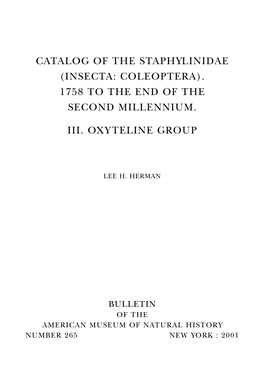 1758 to the End of the Second Millennium. Iii. Oxyteline Group