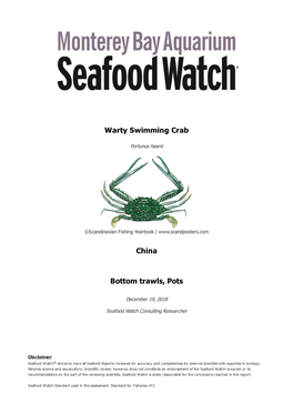 Warty Swimming Crab China Bottom Trawls, Pots
