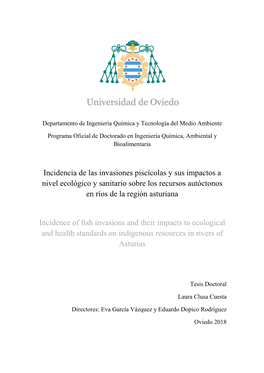 Incidencia De Las Invasiones Piscícolas Y Sus Impactos a Nivel Ecológico Y Sanitario Sobre Los Recursos Autóctonos En Ríos De La Región Asturiana