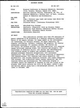 Biennial Conference on Chemical Education, Abstracts (11Th, Atlanta, Georgia, August 5-9, 1990)