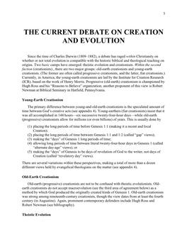 The Current Debate on Creation and Evolution