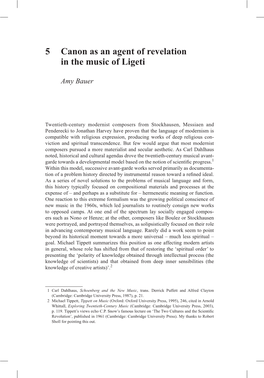 5 Canon As an Agent of Revelation in the Music of Ligeti