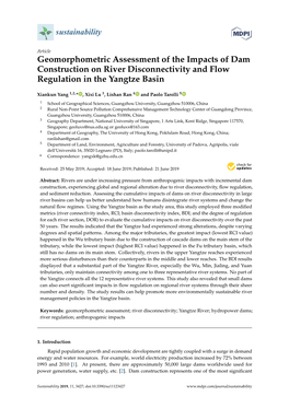 Geomorphometric Assessment of the Impacts of Dam Construction on River Disconnectivity and Flow Regulation in the Yangtze Basin