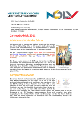 Jahresrückblick 2011 Athletin Und Athlet Des Jahres