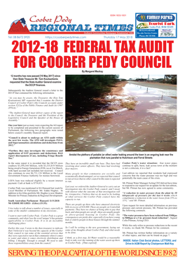 2012-18 FEDERAL TAX AUDIT for COOBER PEDY COUNCIL by Margaret Mackay 12 Months Has Now Passed [10 May 2017] Since Then State Treasurer Mr