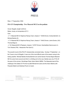 Date: 17 September 2006 FIA GT Championship