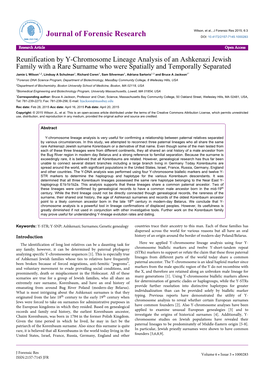 Reunification by Y-Chromosome Lineage Analysis of an Ashkenazi