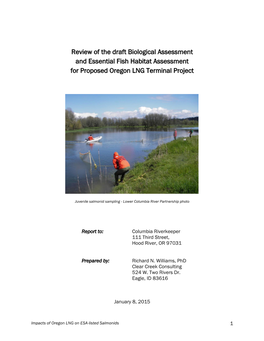Review of the Draft Biological Assessment and Essential Fish Habitat Assessment for Proposed Oregon LNG Terminal Project