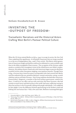 Inventing the ›Outpost of Freedom‹