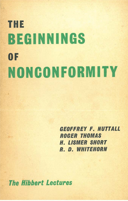 The Beginnings of Nonconformity – Hibbert Lectures
