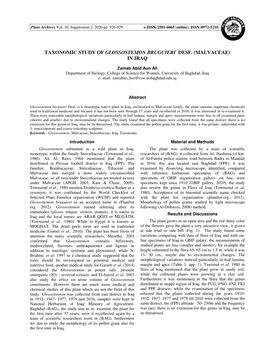 Taxonomic Study of Glossostemon Bruguieri Desf