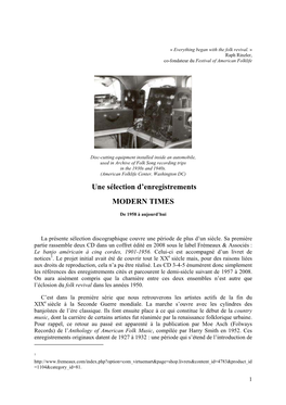 Une Sélection D'enregistrements Modern Times De 1958 À Aujourd'hui