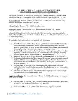 BLHOA Board Meeting Minutes, May 26, 2020-1