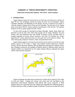 Togean Biodiversity Review