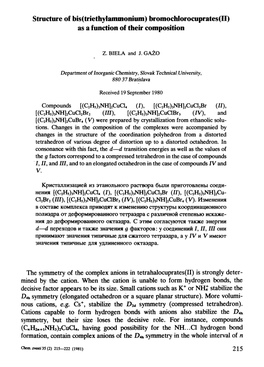 Structure of Bis(Triethylammonium) Bromochlorocuprates(II) As a Function of Their Composition