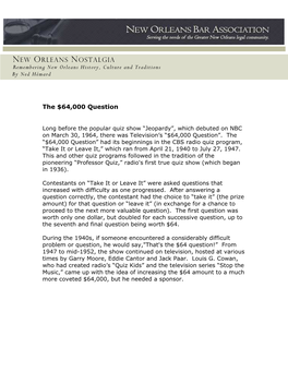 NEW ORLEANS NOSTALGIA Remembering New Orleans History, Culture and Traditions by Ned Hémard