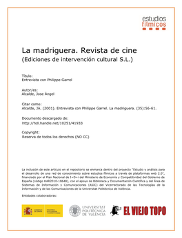 La Madriguera. Revista De Cine (Ediciones De Intervención Cultural S.L.)