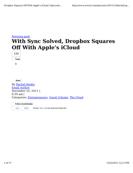 With Sync Solved, Dropbox Squares Off with Apple's Icloud