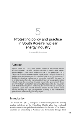 Protesting Policy and Practice in South Korea's Nuclear Energy Industry