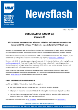 CORONAVIRUS (COVID-19) Update #8
