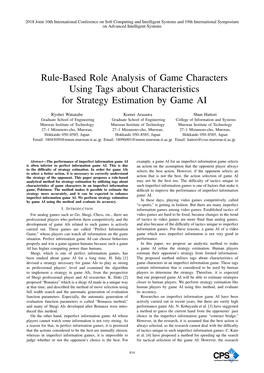 Rule-Based Role Analysis of Game Characters Using Tags About Characteristics for Strategy Estimation by Game AI