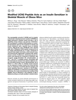 Modified UCN2 Peptide Acts As an Insulin Sensitizer in Skeletal Muscle