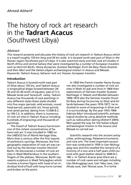 The History of Rock Art Research in the Tadrart Acacus (Southwest Libya)
