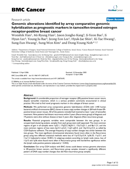 Genomic Alterations Identified by Array Comparative Genomic Hybridization