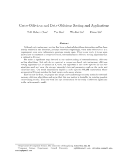 Cache-Oblivious and Data-Oblivious Sorting and Applications