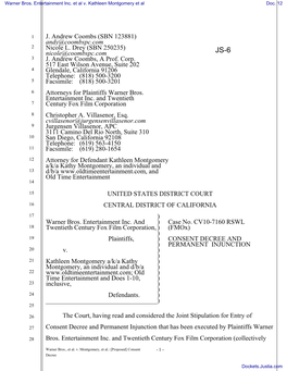 CONSENT DECREE and PERMANENT INJUNCTION Re