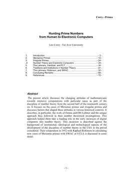 Hunting Prime Numbers from Human to Electronic Computers