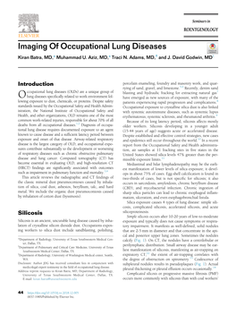 Imaging of Occupational Lung Diseases Kiran Batra, MD,* Muhammad U